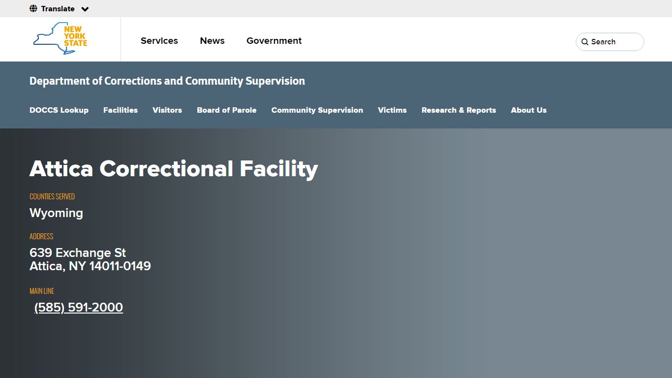 Attica Correctional Facility | Department of Corrections and Community ...